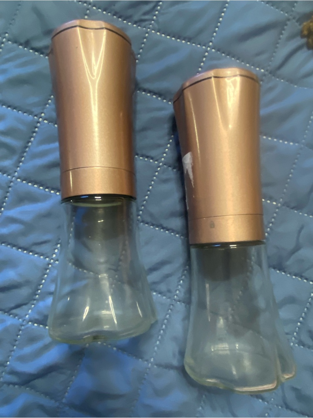 1PAIR WOLFGANG PUCK Electric Gravity Champaign-Glass Spice Mill/Grinder Set